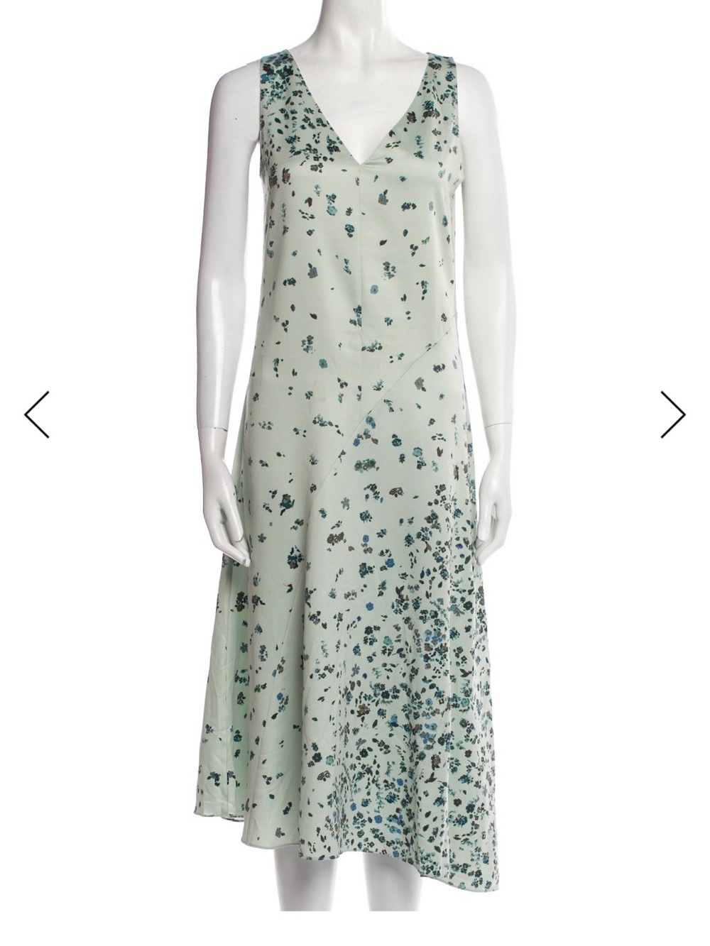 Vince Mint Green Floral V-Neck Midi Dress